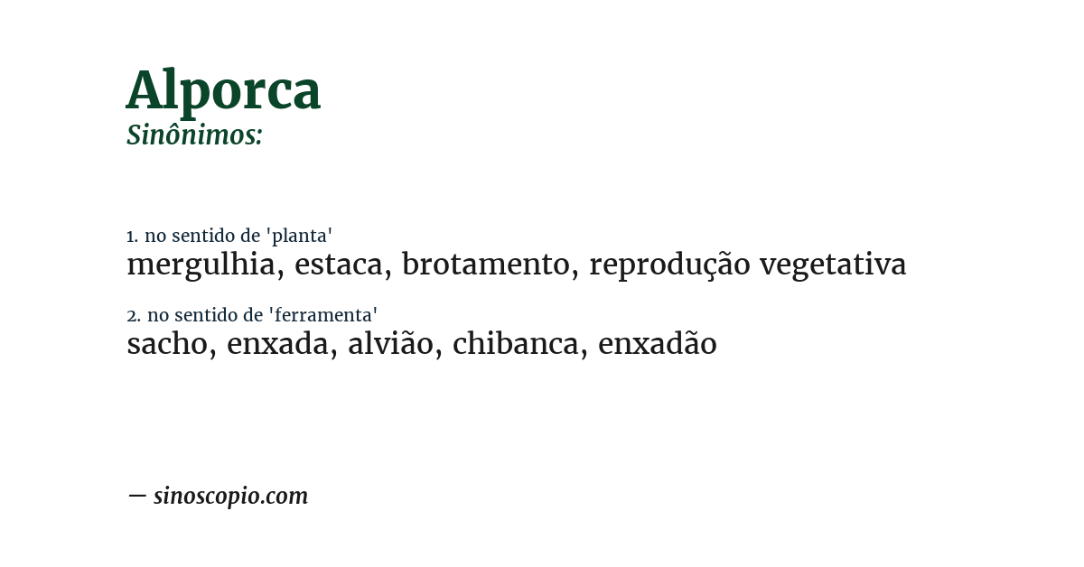 Sinônimo de alporca