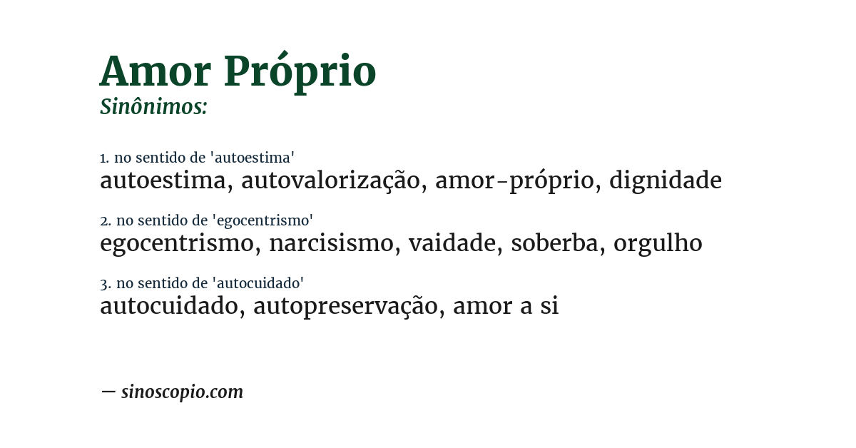 Sinônimo de amor próprio