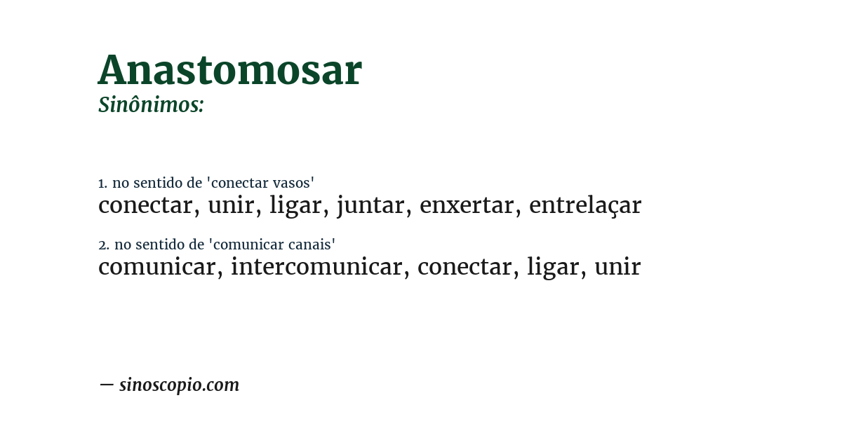 Sinônimo de anastomosar