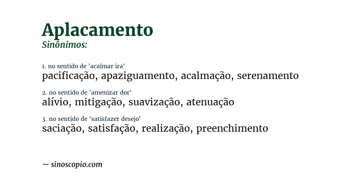 Sinônimo de aplacamento