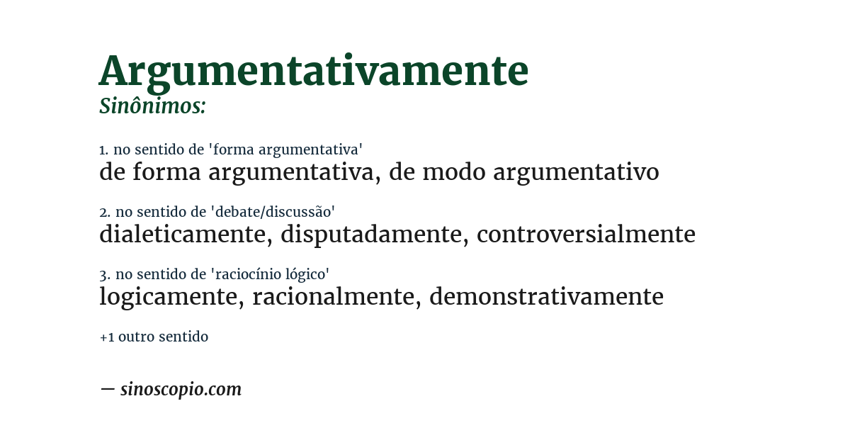 Sinônimo de argumentativamente