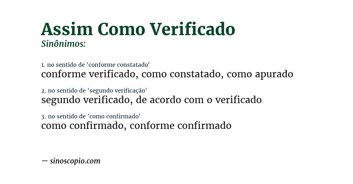 Sinônimo de assim como verificado