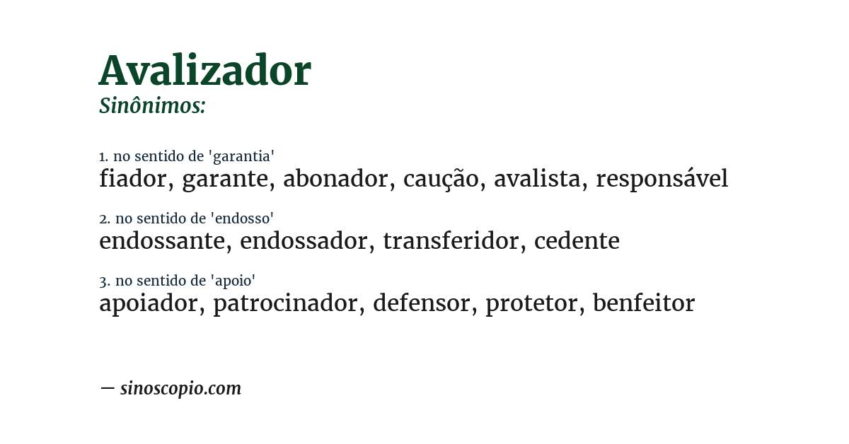 Sinônimo de avalizador