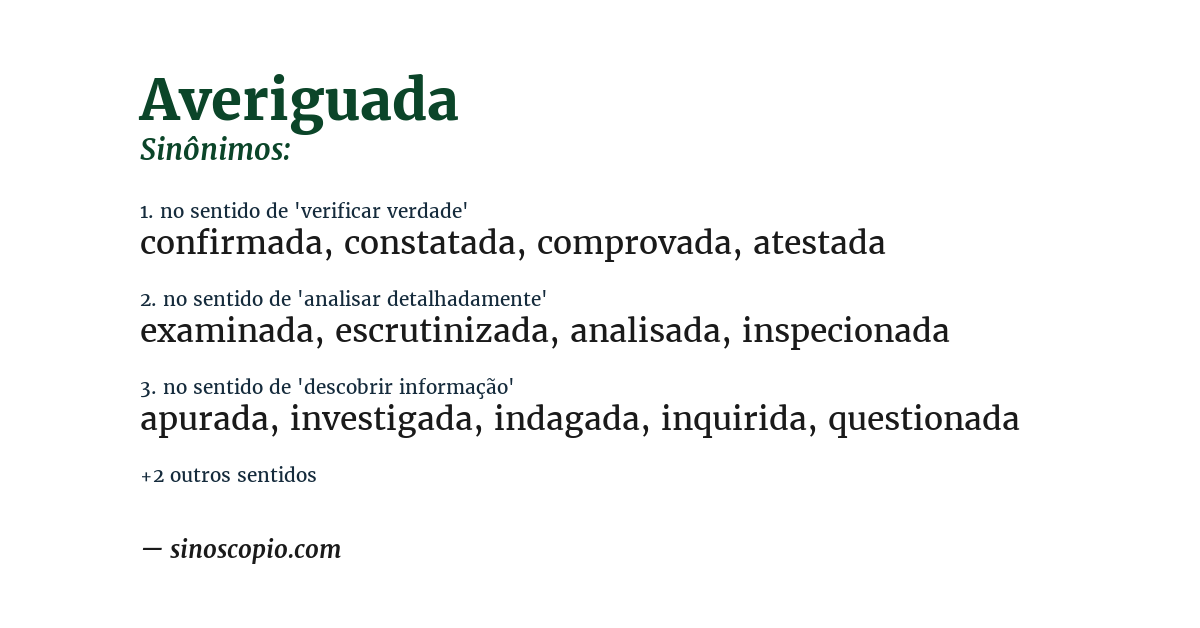 Sinônimo de averiguada