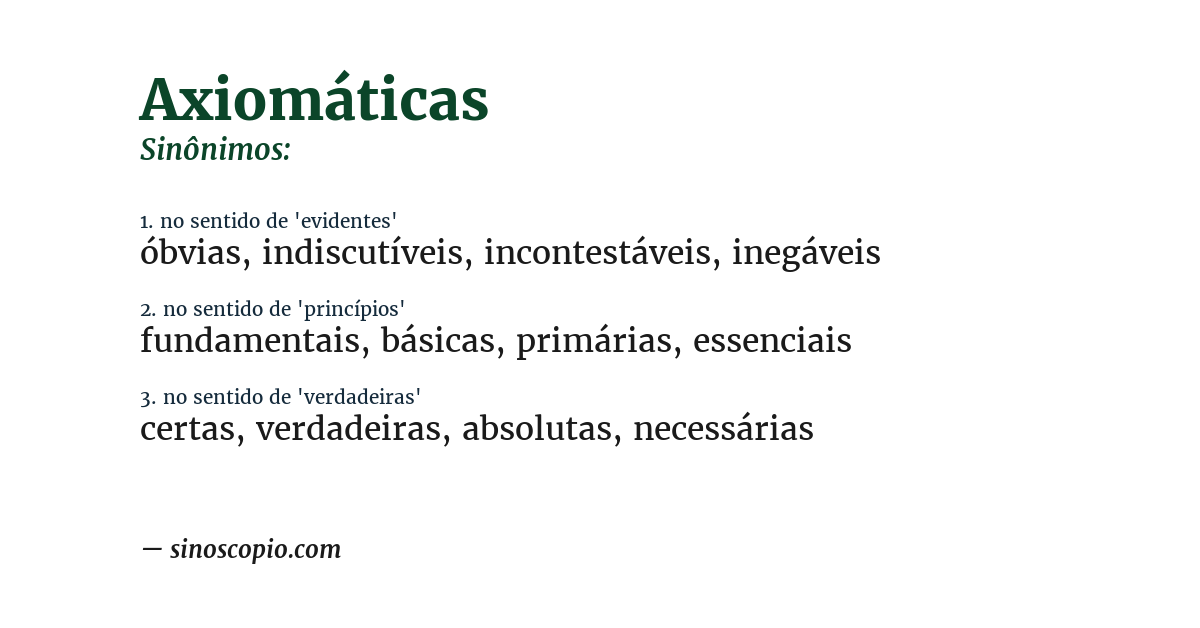 Sinônimo de axiomáticas