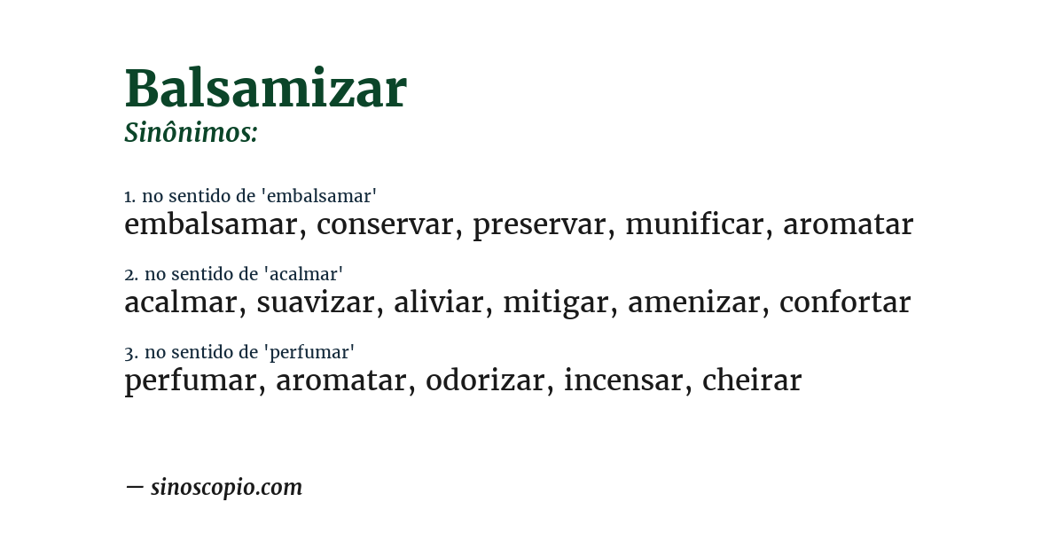 Sinônimo de balsamizar