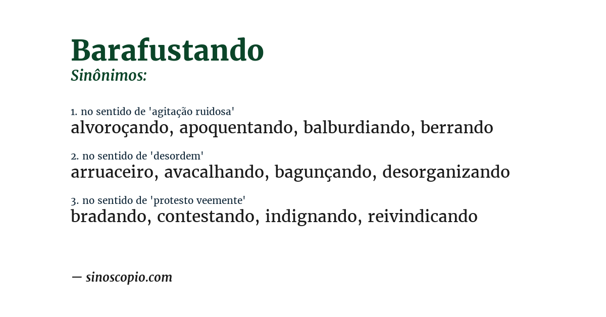 Sinônimo de barafustando