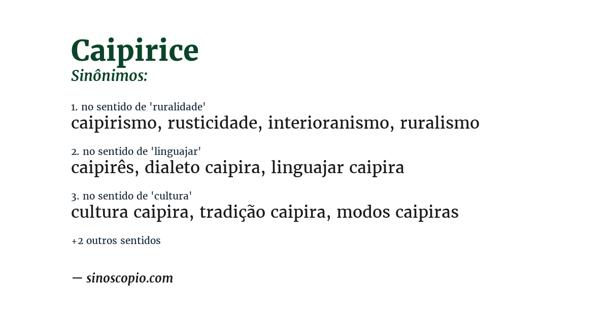 Sinônimo de caipirice