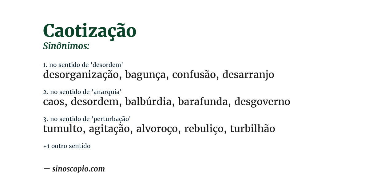 Sinônimo de caotização
