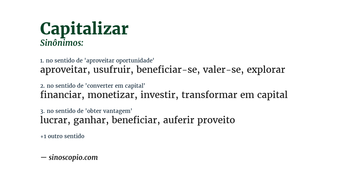 Sinônimo de capitalizar