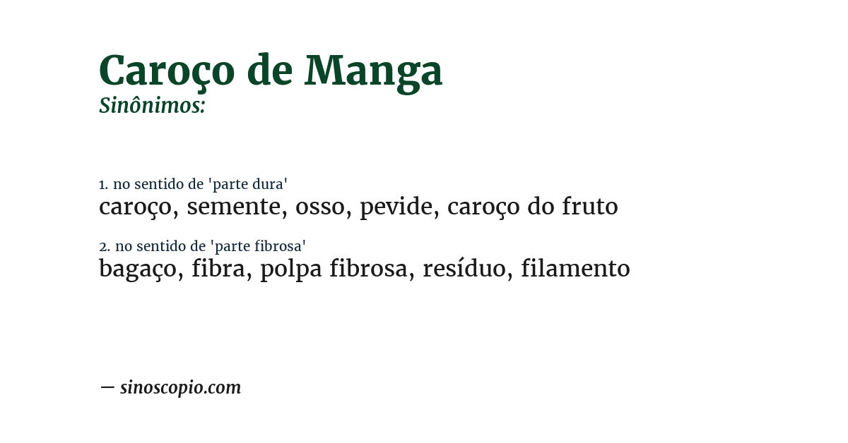 Sinônimo de caroço de manga