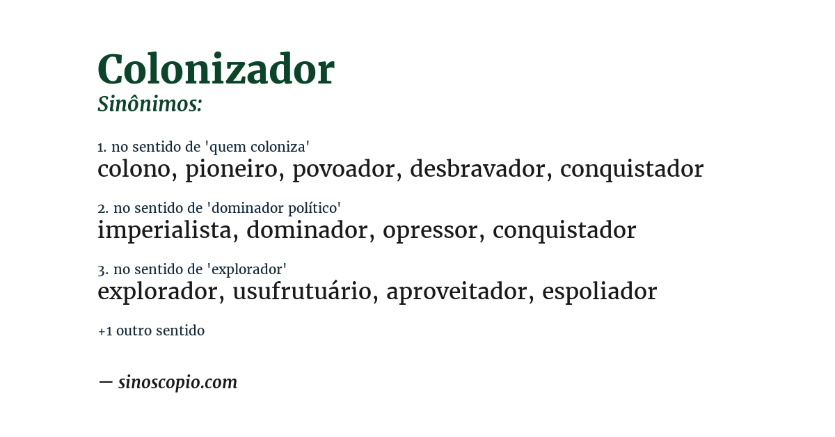 Sinônimo de colonizador