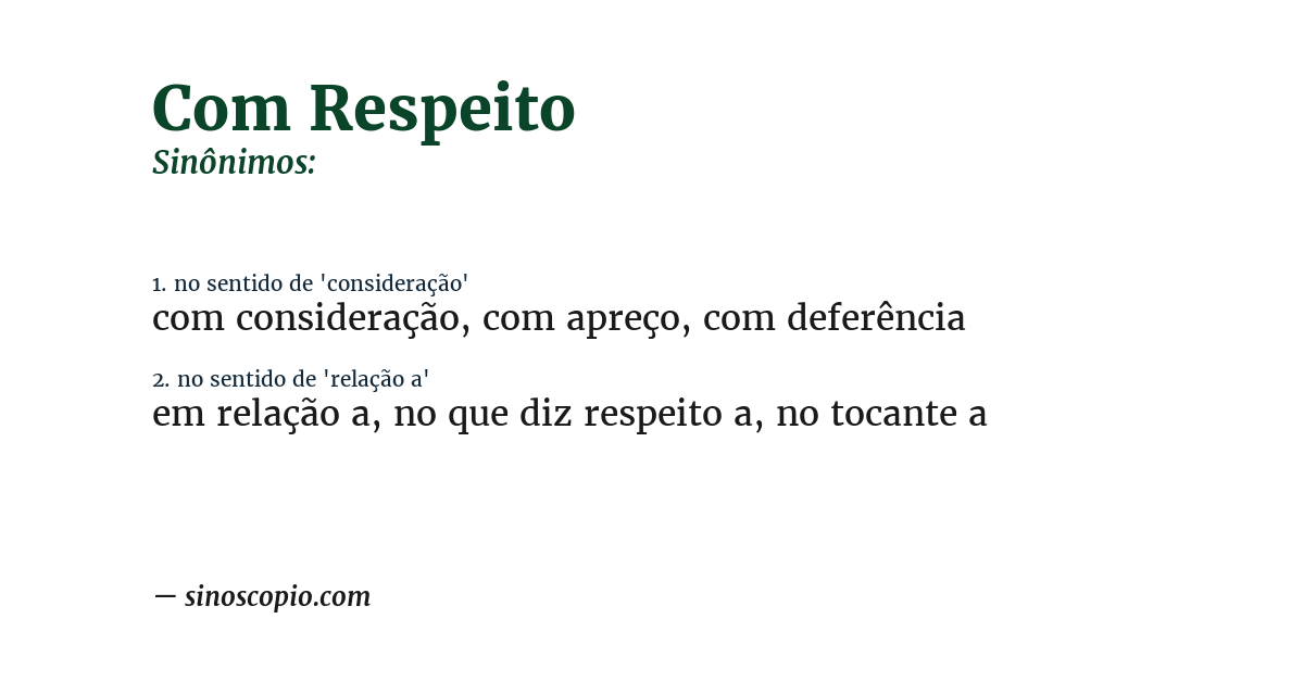 Sinônimo de com respeito