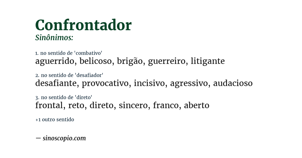 Sinônimo de confrontador