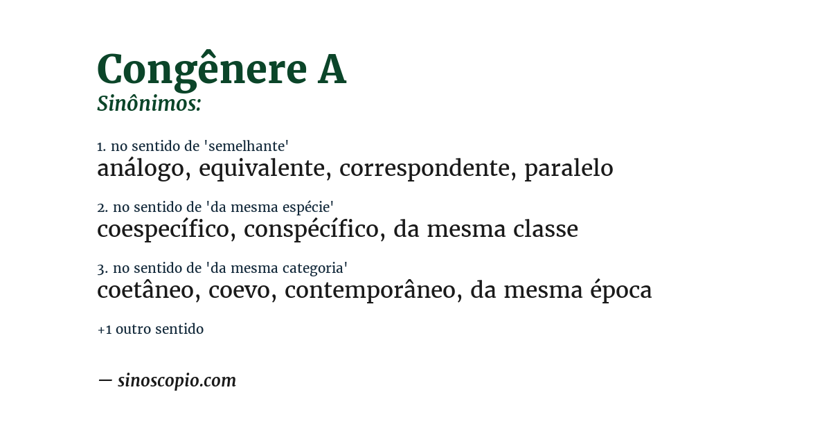 Sinônimo de congênere a
