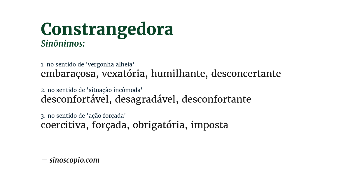 Sinônimo de constrangedora