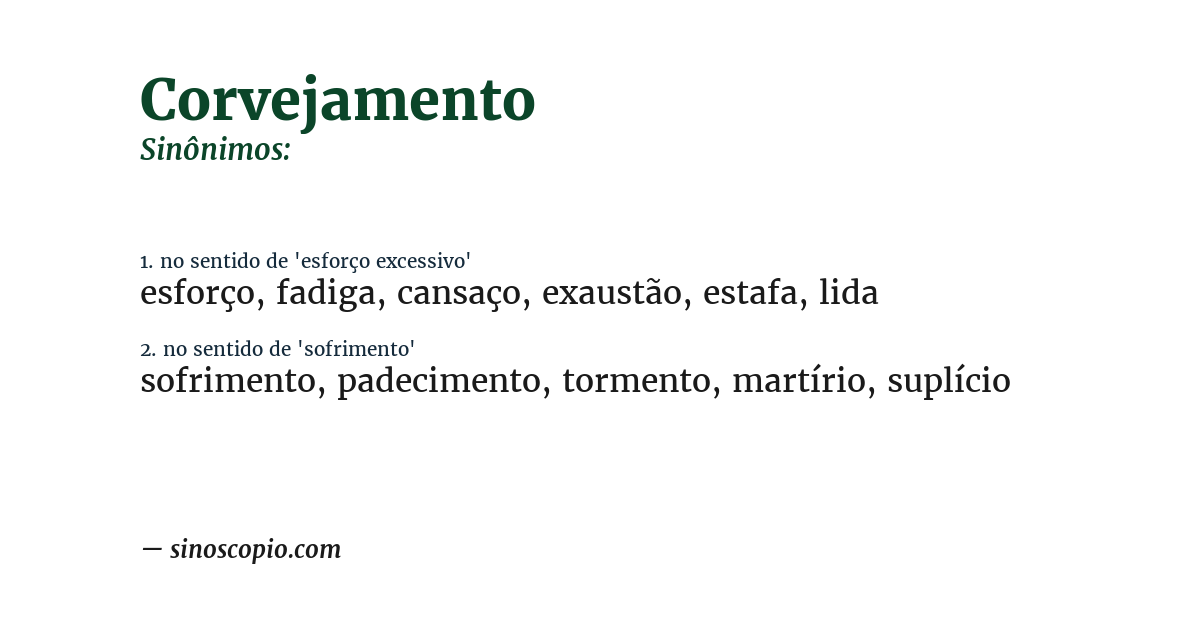 Sinônimo de corvejamento