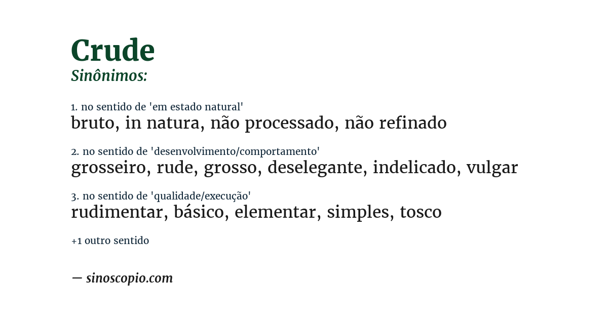 Sinônimo de crude