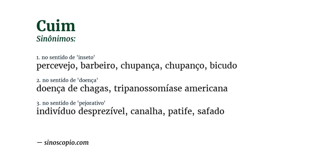Sinônimo de cuim
