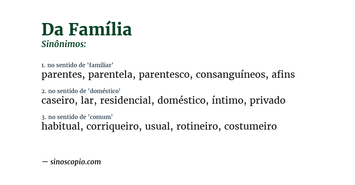 Sinônimo de da família