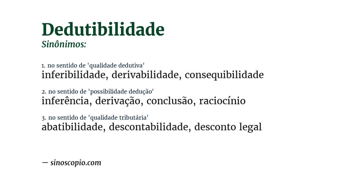 Sinônimo de dedutibilidade