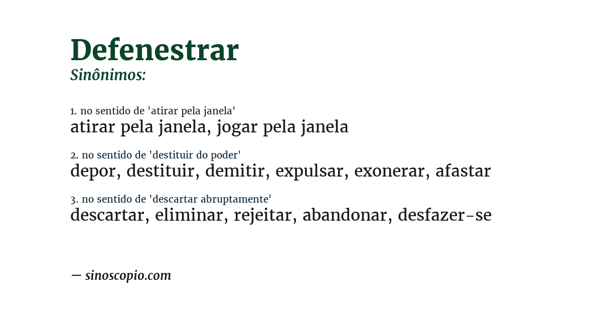 Sinônimo de defenestrar