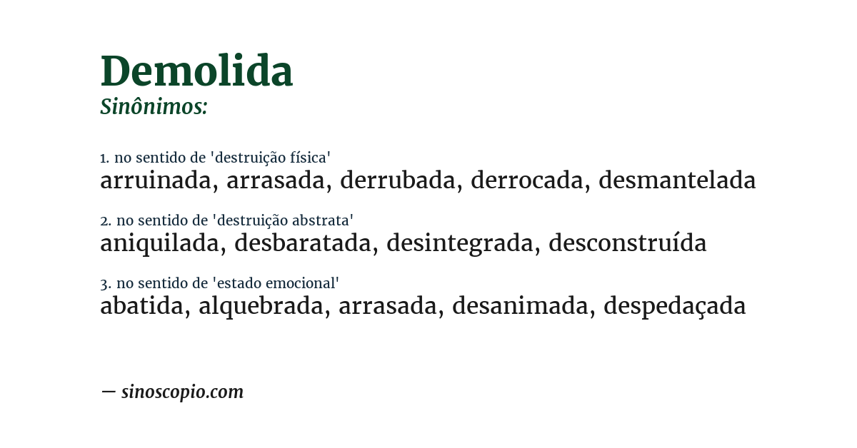 Sinônimo de demolida
