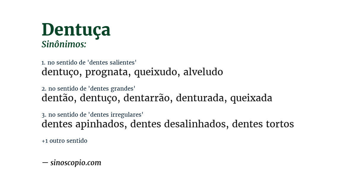 Sinônimo de dentuça