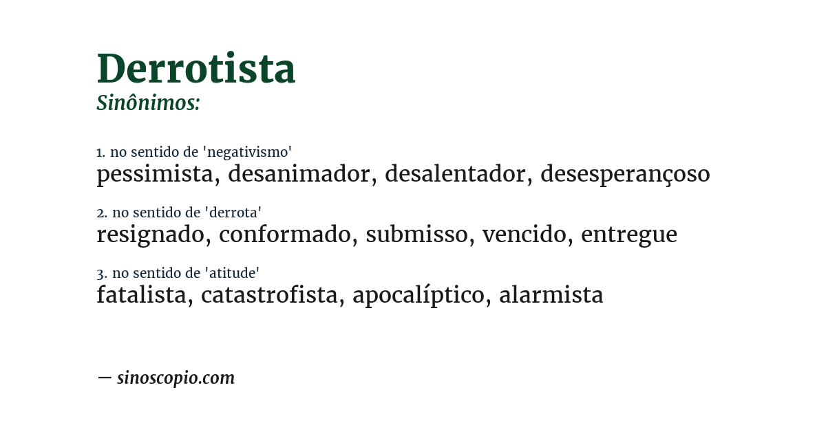 Sinônimo de derrotista