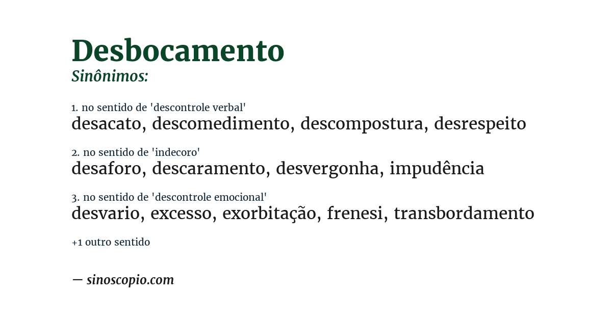 Sinônimo de desbocamento
