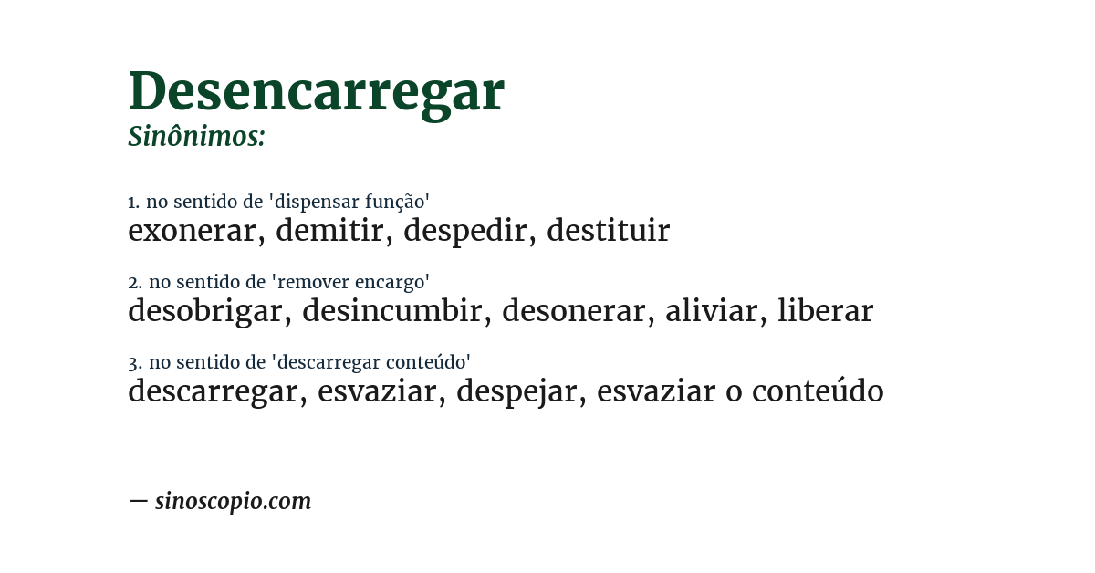 Sinônimo de desencarregar
