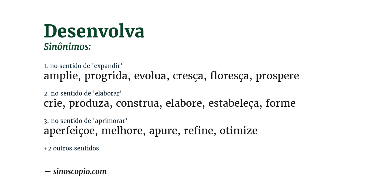 Sinônimo de desenvolva