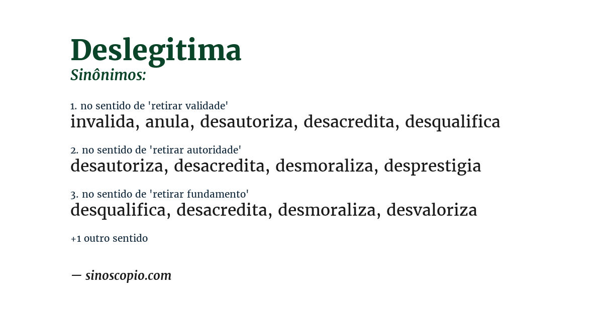Sinônimo de deslegitima