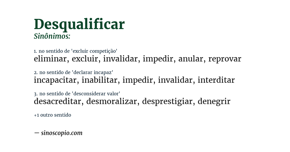 Sinônimo de desqualificar