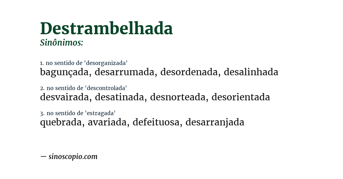 Sinônimo de destrambelhada