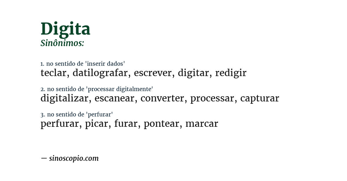 Sinônimo de digita