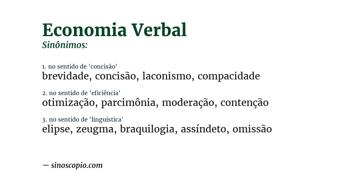 Sinônimo de economia verbal