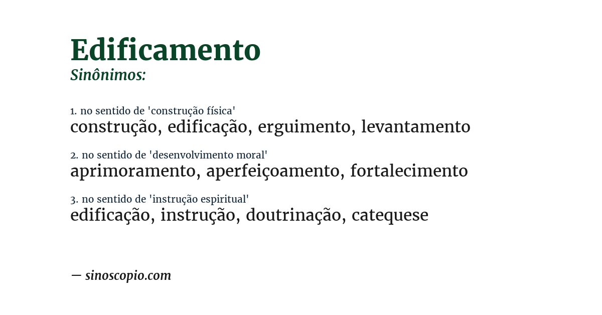 Sinônimo de edificamento