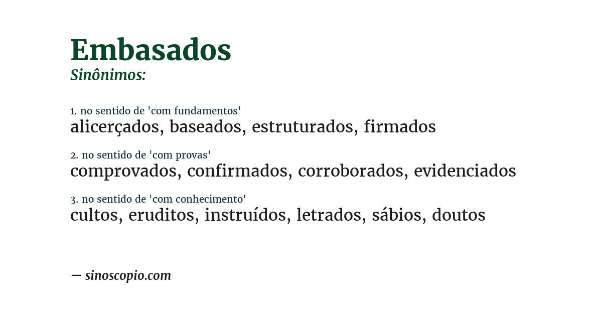 Sinônimo de embasados
