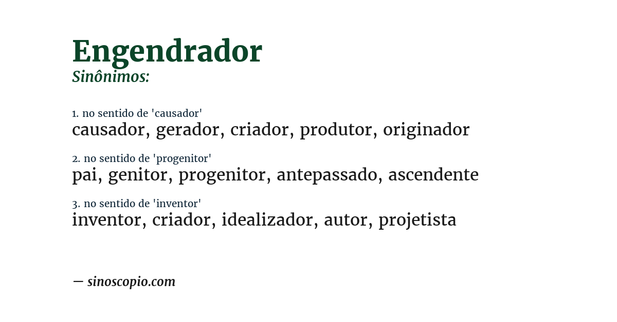 Sinônimo de engendrador