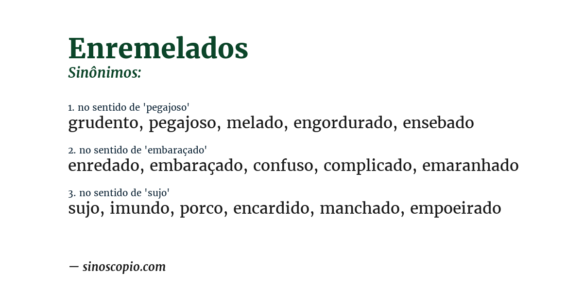 Sinônimo de enremelados