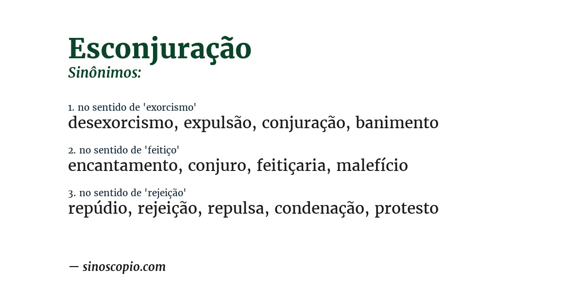 Sinônimo de esconjuração