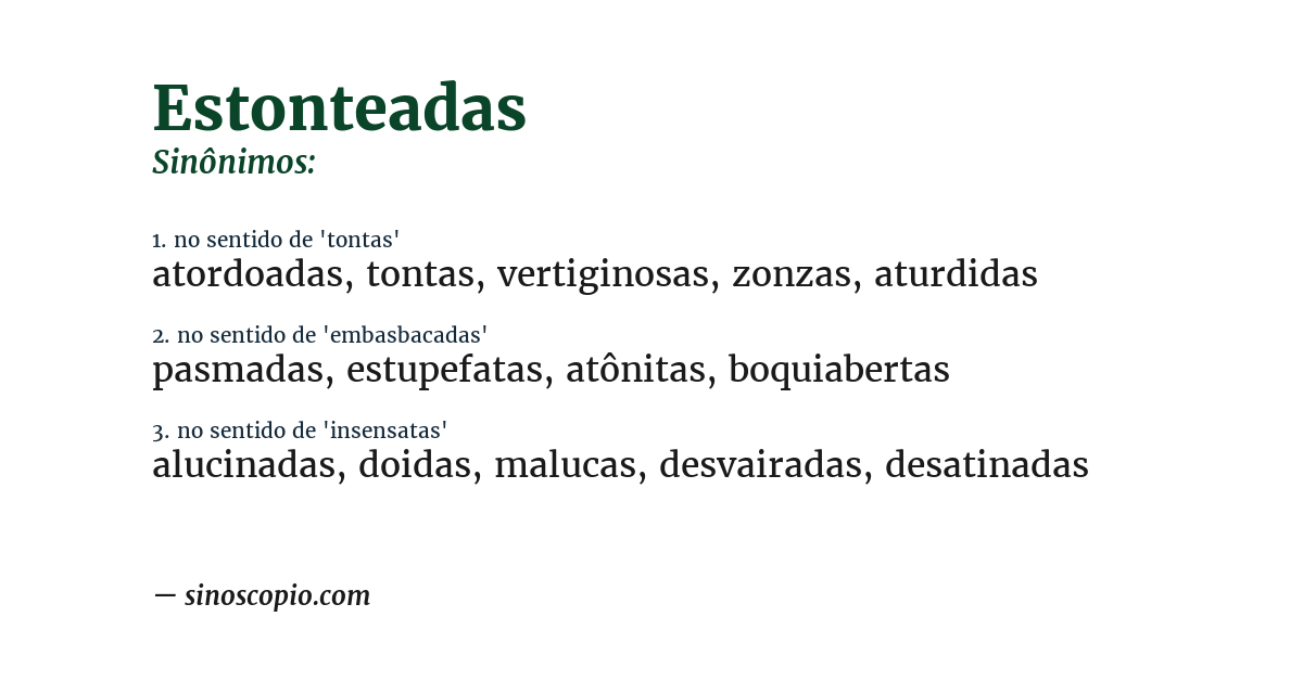 Sinônimo de estonteadas