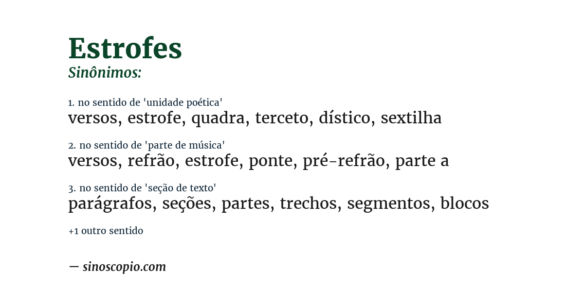 Sinônimo de estrofes