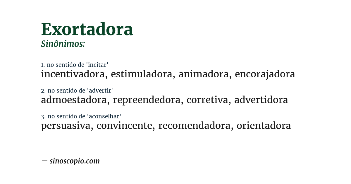 Sinônimo de exortadora