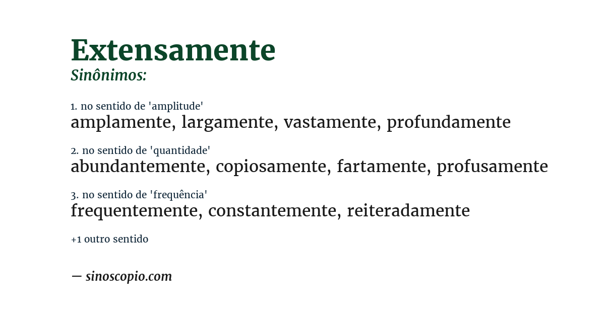 Sinônimo de extensamente