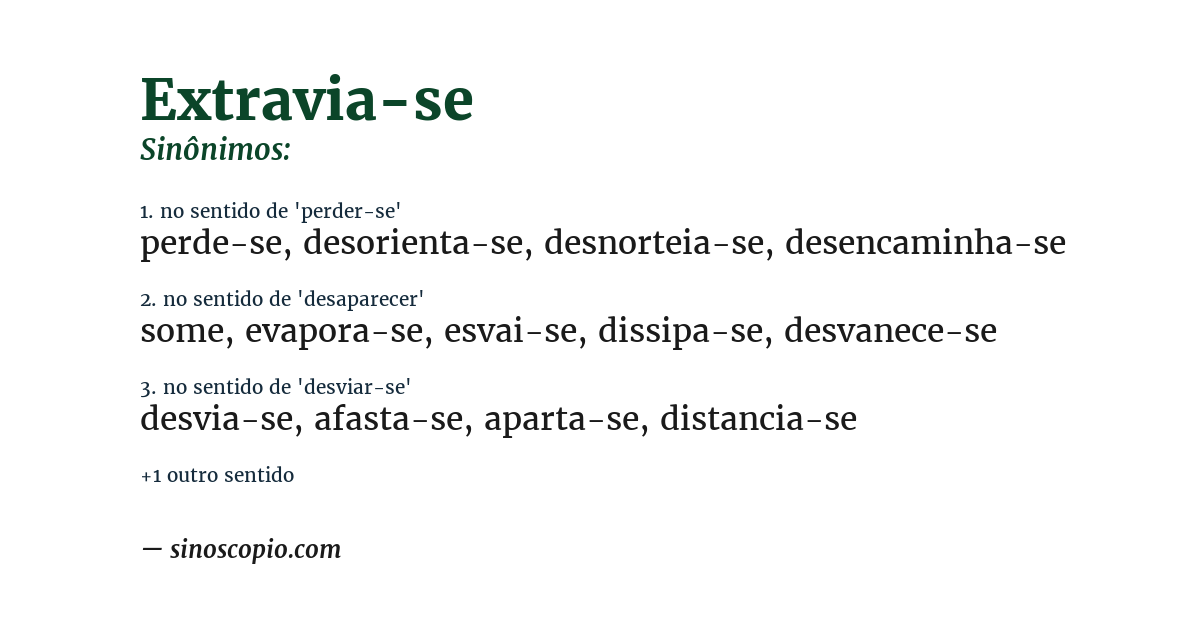 Sinônimo de extravia-se