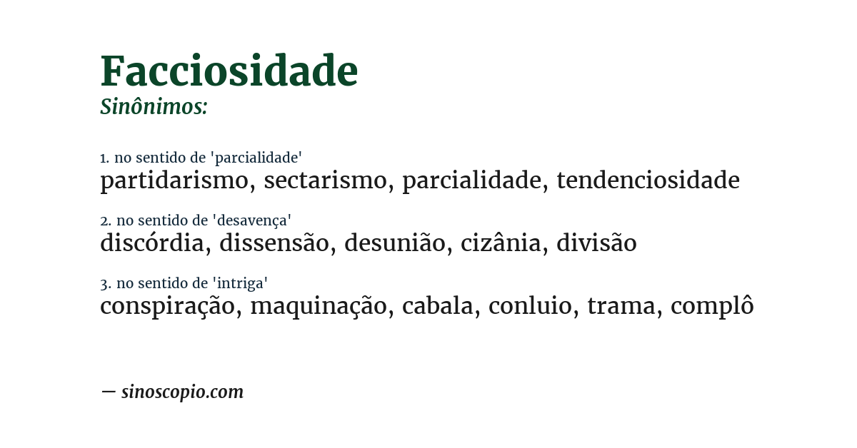 Sinônimo de facciosidade