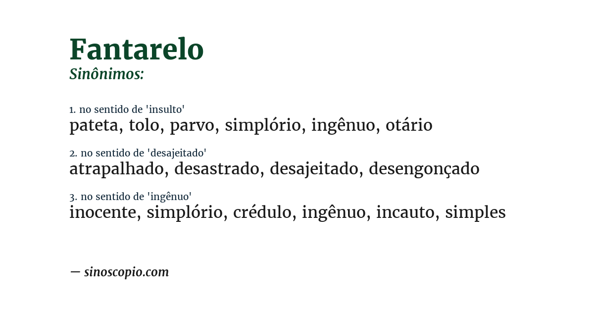 Sinônimo de fantarelo