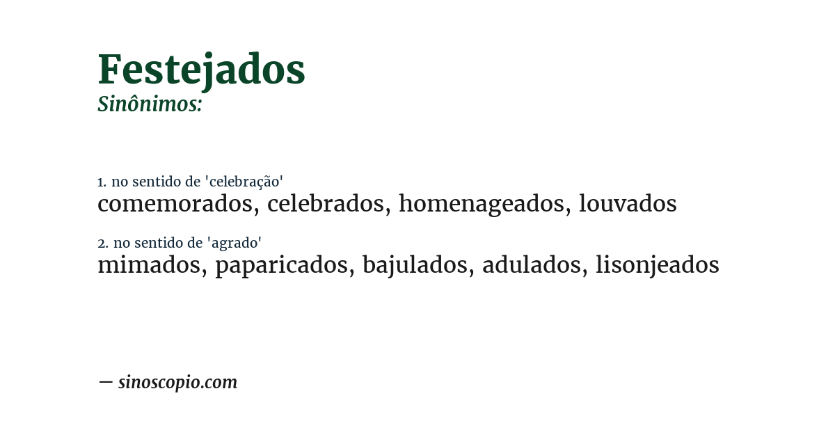Sinônimo de festejados